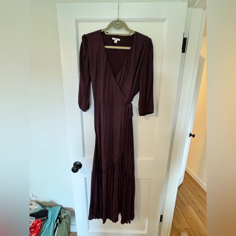 Bar III Plum Wrap Maxi Dress with Tie Waist